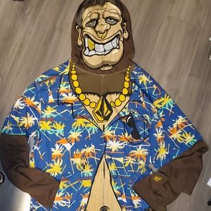 Volcom Da Boys Full Zip Over The Face Hoodie Monkey Pullover Sweater 🐒